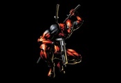 оружие, gun, черный фон, ninja, comics, heroes, marvel, Deadpool