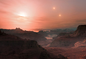 скалы, Gliese 667, планета, звезды