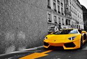aventador, lp700-4, авентадор, желтый, Lamborghini, ламборджини