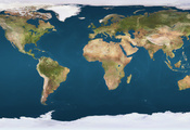физическая карта, океаны, Earth, земля, материки