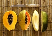нож, папайя, фрукт, Еда