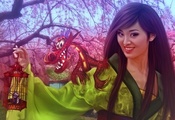 animated film, donatella drago, girl, dragon, fanart, china, Mulan, walt di ...