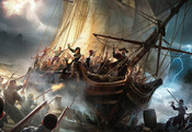 парусник, пираты, шторм, пирс, корабль, гроза, Risen 2