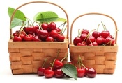 Черешня, ягоды, красные, корзинки