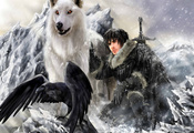 direwolf, The song of ice and fire, john snow, game of thrones, ghost