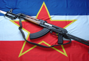 Флаг, оружие, югославия, автомат, штык-нож, звезда