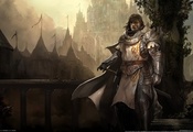 туман, game wallpapers, меч, замок, воин, рыцарь, Guild wars 2