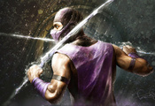меч, rain, Mortal kombat, оружие, молнии, дождь, fan art, воин