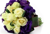 Букет, розы, композиция, фиолетовые, желтые, цветы