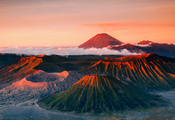 горы, Индонезии, тенгер, бромо, ява, вулкан