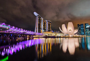 Город, ночь, сингапур, отель