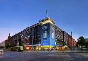 City, Helsinki, Finland, Forum Shopping Mall, Avenue, Street, Tram, Sunset