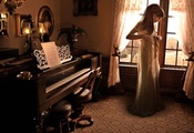 Vintage Style, Music, Girl, Piano, Lesson