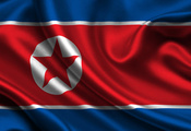 North Korea, Satin, Flag