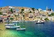 греция, море, лодки, Greece, дома, побережье