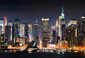 Город, манхэттан, new york, нью-йорк, ночь