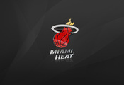 баскетбол, логотип, nba, Miami heat, майями, серый, фон