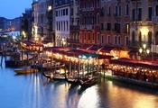 венеция, италия, кафе, Venice, дома, вечер, italy, здания