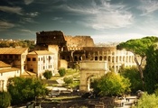 Colosseum, rome, колизей, рим, дома, италия, архитектура, italy