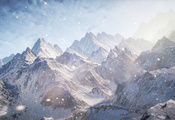 снег, свет, Unreal engine 4, горы