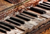 Piano, Old, Keys, Dirt, Dust, Abandoned
