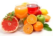 Соки, цитрусы, лимон, фрукты, апельсины, грейпфрут