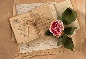 роза, винтаж, цветок, ретро, открытки, верёвка, Vintage
