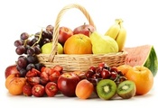 черешня, виноград, фрукты, ягоды, клубника, Корзинка