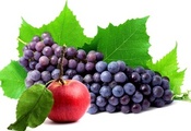 гроздь, листья, ягода, яблоко, Виноград, apple, grapes