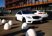 x6, white, мерседес, s-klasse, бмв, авто, Mersedes, машины, здание, bmw