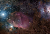 пыль, созвездие, Орион, m42, газ, звезды, туманность