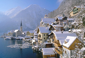 зима, Hallstatt, австрия, холстат, страна, austria, город, дома зима, Hallstatt, австрия, холстат, страна, austria, город, дома