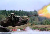 Т-90, российский, танк, выстрел, тяжелый танк, прыжок