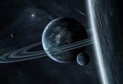 спутники, кольца, планеты, Звездная система