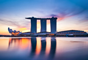 здания, архитектура, Сингапур, отель, вода, залив