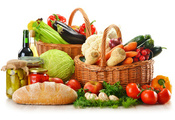 хлеб, перец, фрукты, помидоры, овощи, Корзины