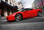 Ferrari 458 italia, улица, красная, парковка, феррари
