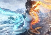 the legend of korra, Арт, стихия, огонь, avatar, вода, korra, девушка the legend of korra, Арт, стихия, огонь, avatar, вода, korra, девушка