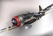 истребитель, thunderbolt, p-47, republic, Арт, самолет