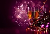 Новый год, бокал, шампансое, фон