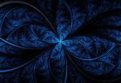 синий, цветок, 3D графика, красиво