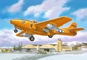 первый, истребитель, Арт, реактивный, на, p-59a-b, самолет