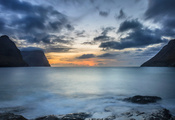 штиль, берег, океан, камни, фарерские острова, Faroe islands