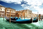 гондолы, canal grande, Venice, гранд-канал, венеция, италия, вода