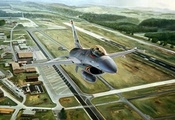 аэродром, авиация, ф-16, F-16, истребитель, самолет