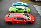 green, aventador, mixed, lp700-4, red, blue, Lamborghini, three