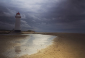маяк, Великобритания, вода, уэльс, англия, песок, lighthouse
