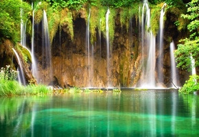 laguna, пруд, тропики, зеркальный, водопад, Waterfall