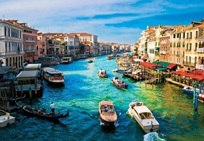 дома, лодки, Венеция