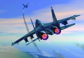 f-18, Су-27, сбивает